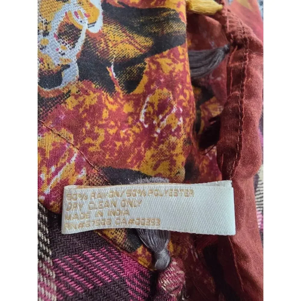 Collection 18 Colorful Floral Print Scarf luxury Designer Flowy A009610